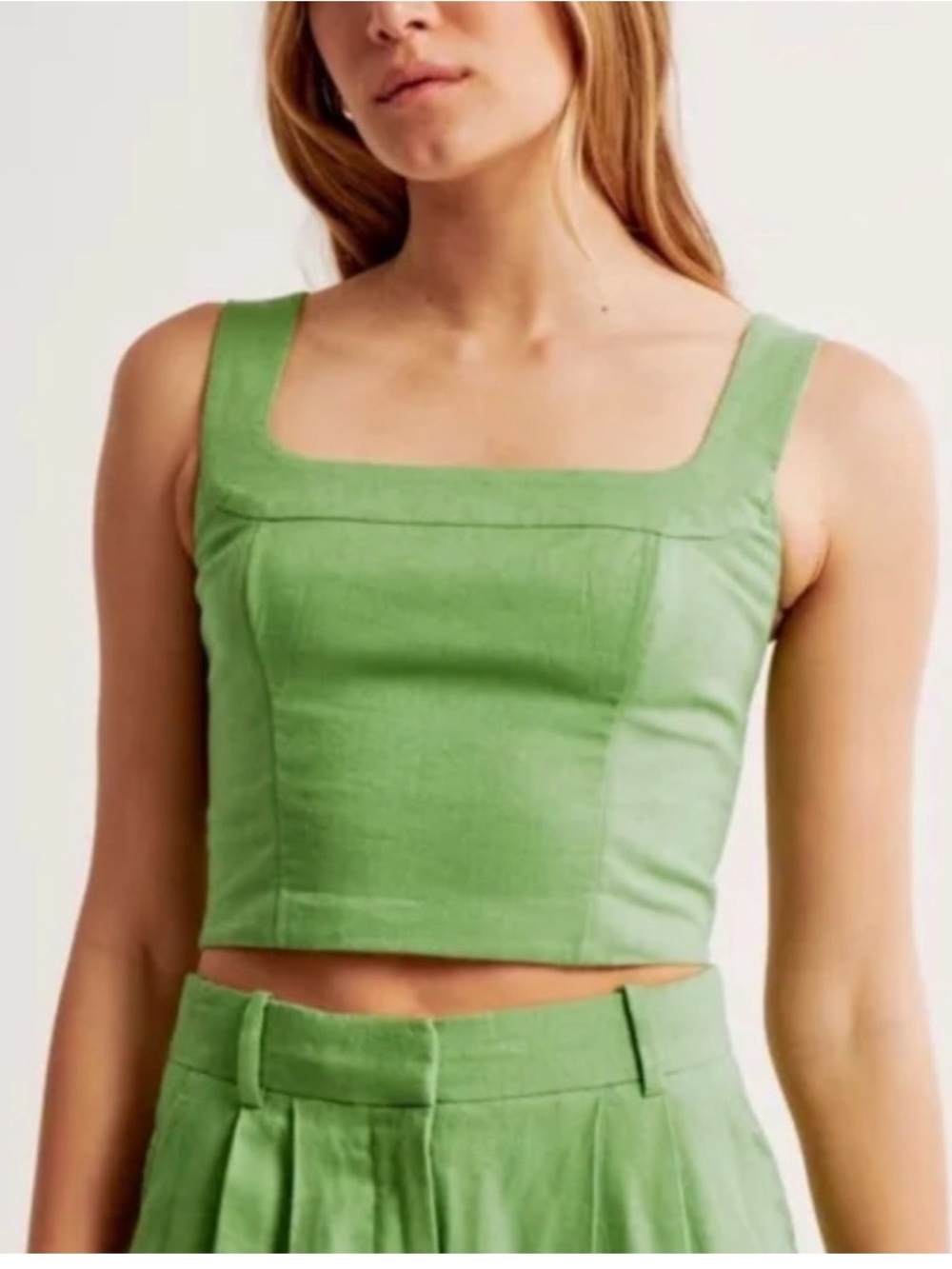 Abercrombie & Fitch Olive Green linen blend Crop Tank
